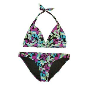 Gap Body Floral Brown 2 piece Halter Bikini Swimsuit L
